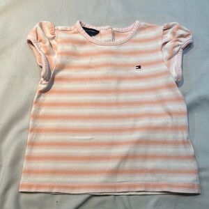 Tommy Hilfiger Pink and White Striped Short Sleeve Tee
